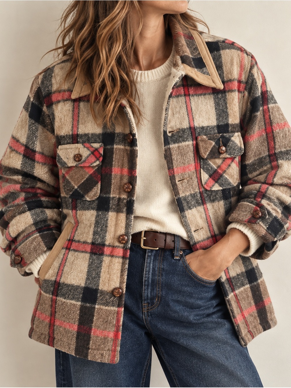 Vintage Cal-Jac Plaid Sherpa Lined CPO Jacket 70s 80s USA